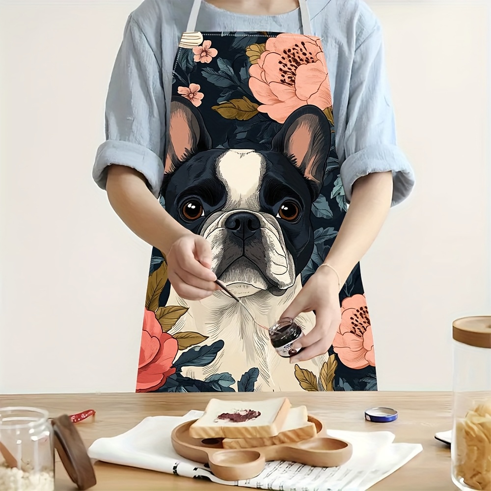 Kitchen Baking Area Ideas - Delantal con Diseño Floral de Bulldog