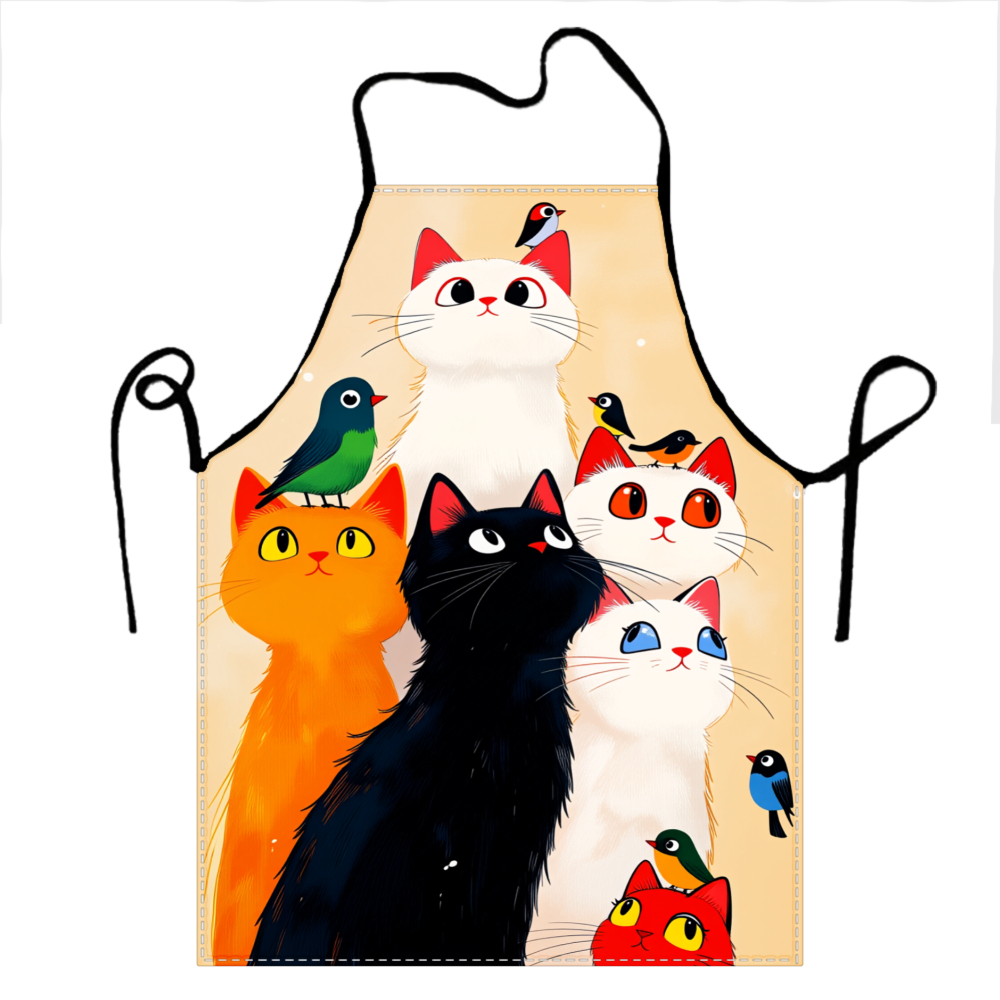 Kitchen Baking Area Ideas - Delantal con estampado de gatos y