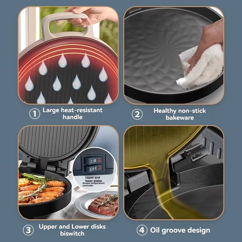 Plancha Eléctrica de Doble Car - Kitchen Baking Machine reseña y precio