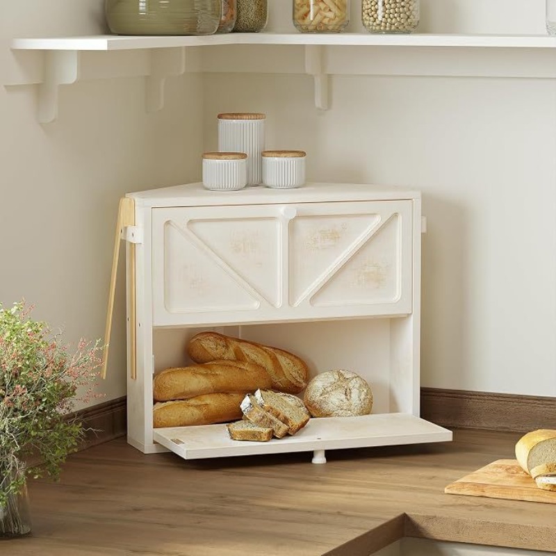 Caja de pan de madera antigua  - Kitchen Baking Corner reseña y precio