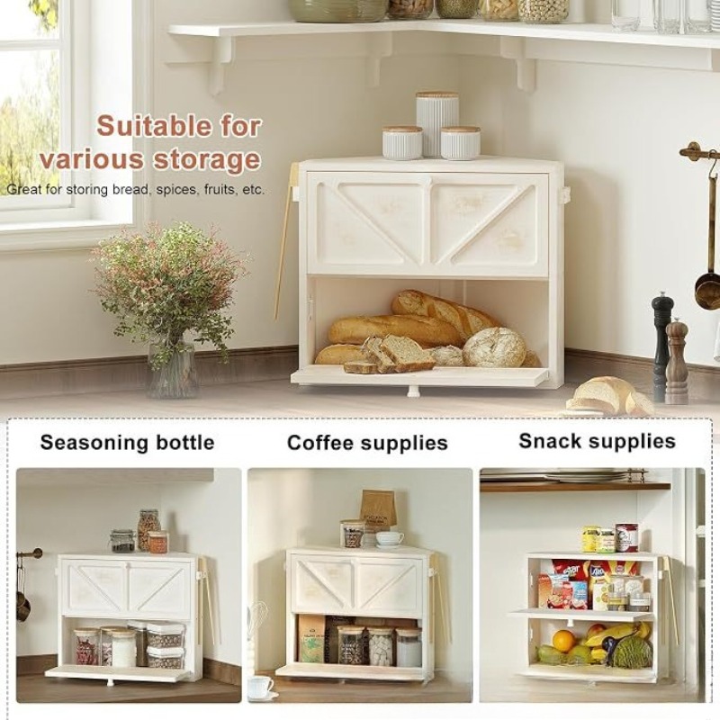Caja de pan de madera antigua  - Kitchen Baking Corner reseña y precio